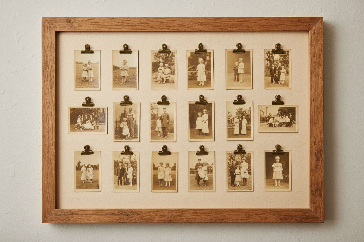 On altı fotoğraflı duvar anı panosu